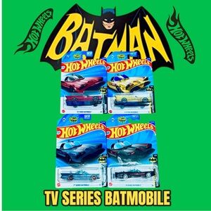 Hot Wheels Batman TV Series Red, Metallic Blue Gray, Gold, Classic Batmobiles!